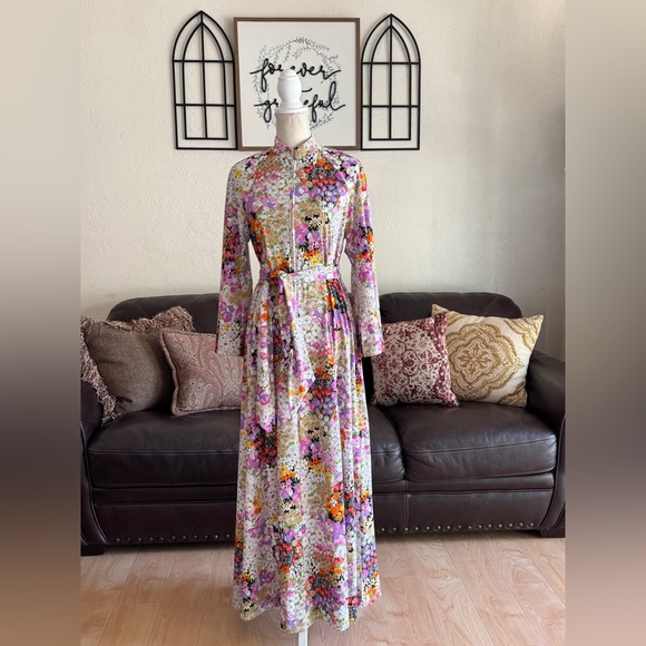 Christian Dior Loungewear Vintage Floral Print Dressing House Coat / Dress Sz M - Picture 8 of 14